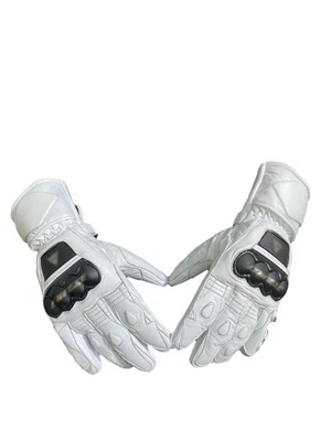 Luvas de couro branco para motocicleta Dainese com proteção de junta de carbono - Imagem 1 de 4