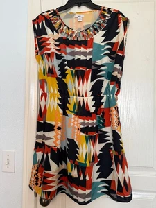 Bar III Womens Geometric Sleveless A-line Dress Large - Picture 1 of 7