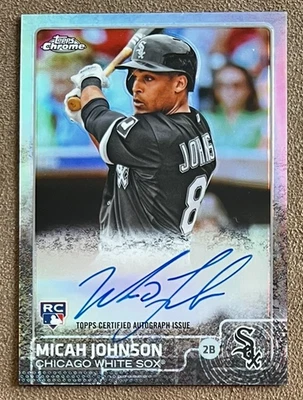 2015 Topps cromo refractor autógrafo novato/499 Micah Johnson #AR-MJ White Sox Foto 1 de 3