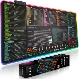 Excel Shortcut Keys LED Mouse Pad - Colorful RGB Luminous Extended Large Chea... - Bild 1 von 6