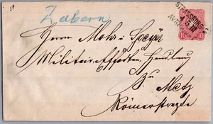 GERMANY REICH 1880 POSTAL HISTORY STATIONERY COVER ADDR METZ CANC STRASSBURG - Picture 1 of 2