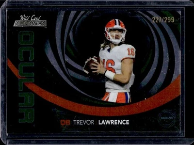 2021 Wild Card Alumination Trevor Lawrence Ocular Single Swirl Green RC #227/299 - Image 1 of 2