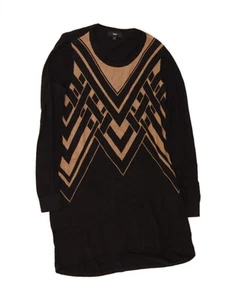 MOSSIMO Womens Longline Crew Neck Jumper Sweater UK 16 Large Black Chevron AD02 - Picture 1 of 3