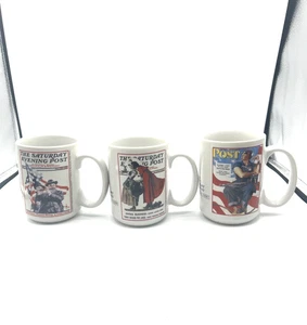 3er Set Tassen Norman Rockwell The Saturday Evening Post Kaffeetassen - Bild 1 von 7
