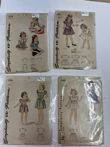4 40er Jahre Vintage Little Girls Kleid Bluse Muster Simplicity 2-3 - Bild 1 von 5