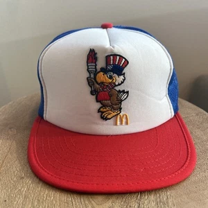 1984 OLYMPICS trucker cap Los Angeles SAM THE EAGLE hat McDonald's Vintage - Picture 1 of 6