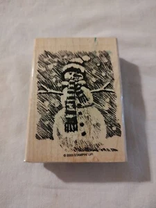 Stamping" Up! Wood Mounted Rubber Stamp Snowman 2003 2 3/4" x 4" - Picture 1 of 2
