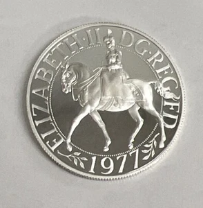 1977 Great Britain Silver Proof Crown Queen Elizabeth's Silver Jubilee KM#920a - Picture 1 of 6