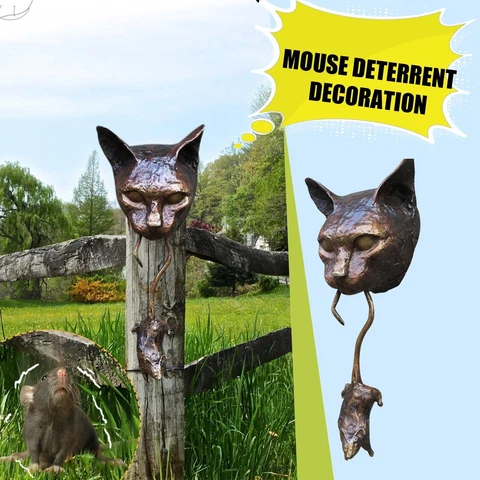 Cat and Mouse Door Knocker Knobs Sculpture Ornament Front Door Wall Home Garden Cover