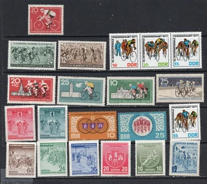 GERMANY/DDR 1952-1977 SPORTS/INTERNATIONAL BICYCLE RACE SET OF 21 STAMPS MNH - Picture 1 of 1
