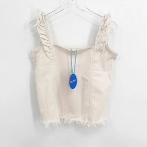 DL1961 Girls Size Medium Cora Tank Top in Ecru Icory Ruffle Shoulders Raw Hem - Picture 1 of 8
