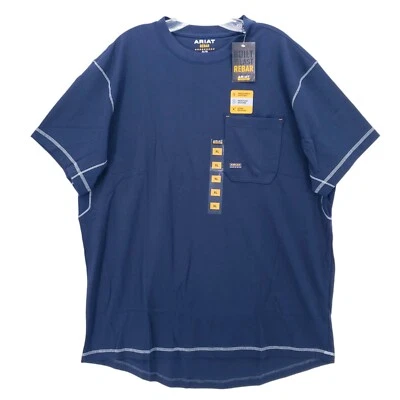 NUEVO CON ETIQUETAS ARIAT Rebar Workman Bolsillo Manga Corta Camiseta Azul Marino Tallas REGULARES y ALTAS Foto 1 de 4