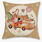 Gingerbread Man Candy Truck Christmas Throw Pillow Cover Holiday Home Decor