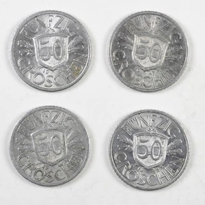 AUSTRIA Lotto 4 monete 50 Groschen 1946 1947 1952 1955 - Picture 1 of 2