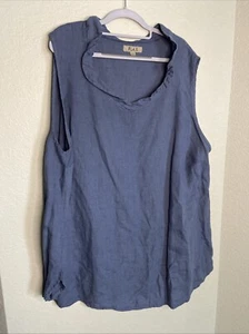 Top donna FLAX taglia 2G (2X) senza maniche in lino Lagenlook - Foto 1 di 6