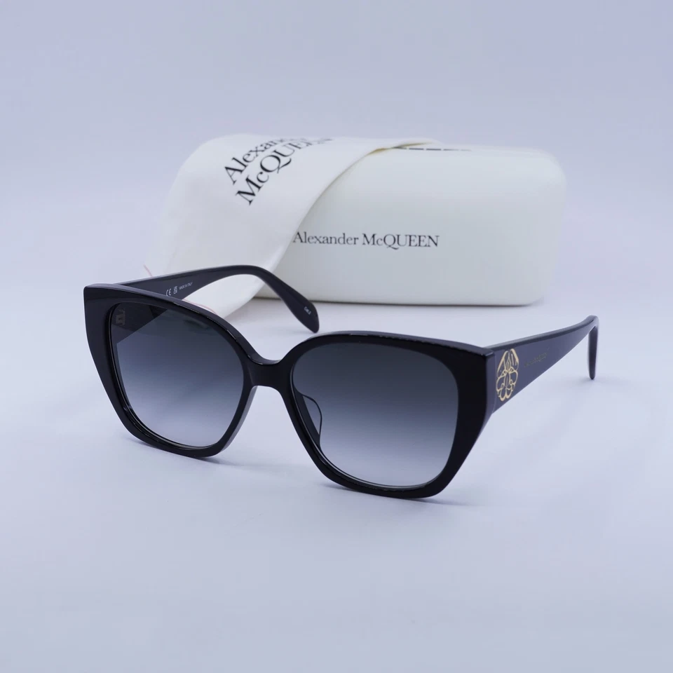 Alexander McQueen Am0284s Sunglasses Black/grey Butterfly 58mm & Authentic
