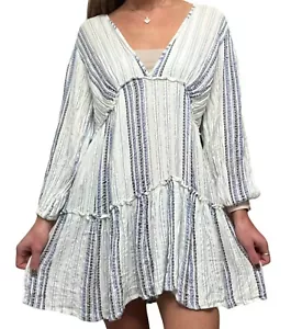Vestido de playa Blue Island pequeño blanco denim azul con capas manga larga para mujer - Imagen 1 de 23
