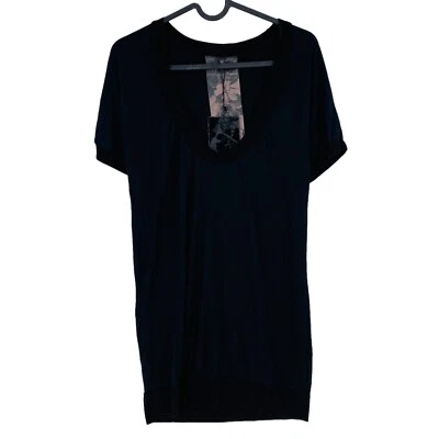 Blend She Manga Corta Negra Cuello En V Túnica de Jersey Blusa Top TALLA XS - Imagen 1 de 4