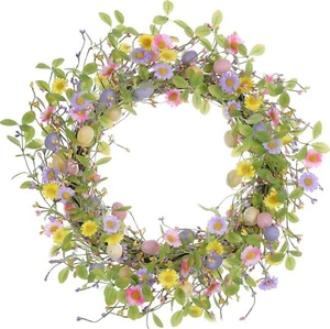 Artificial Easter Wreath 20 Inch Easter Wreaths for Front Door Egg Wreath with C - Picture 1 of 6