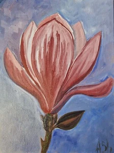 Original oil painting magnolia flower 7x9.5 in - Picture 1 of 8