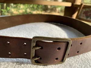 Cintura American Eagle Outfitters XS pelle borchia cuore 2 punte fibbia ottone marrone - Foto 1 di 10