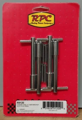 RPC R9120 Acero Cromado 4" Barra en T Tuerca de Ala 1/4-20 Bandaje Foto 1 de 3