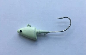 5er-Pack Shad Jig Heads gestreift Bass Fluke Köder Schwimmköder - Weiß leuchten - Bild 1 von 2
