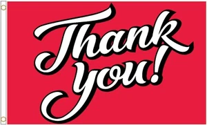 Danke rot Polyester 5 Fuß x 3 Fuß Flagge - LETZTE PAAR - Bild 1 von 3