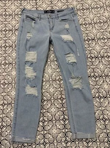 Hollister Women's Low Rise Super Skinny Crop Vintage Stretch Jeans Blue Size 29 - Picture 1 of 6