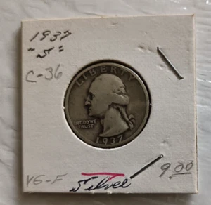 1937 S SAN FRANCISCO WASHINGTON QUARTER 25 CENT SILVER US COIN - Picture 1 of 2