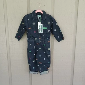 Kenzo Kids All in One Embroidered Denim Jumpsuit Size 5Y Nonstretch Zip - Picture 1 of 13