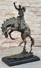 Brązowy posąg BRONCO Buster Western Kowboj Koń Rodeo Jeździec