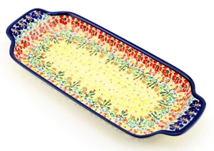 Bandeja larga de cerámica pulida de 13" de Zaklady Boleslawiec en patrón único - Imagen 1 de 4