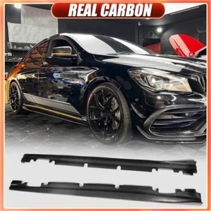 For Benz W117 A45 CLA250 CLA45 13-18 REAL CARBON Side Skirt Extension Lip - Picture 1 of 16