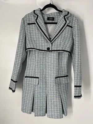 SIDRA Plisado Corto Vestido/Chaqueta Conjunto Azul M Negro Acento Forrado despistado Y2K LEER Foto 1 de 4