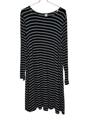 Old Navy Women's Dress Striped Long Sleeve Knee Length Crew Neck Stretch Medium - Image 1 of 4