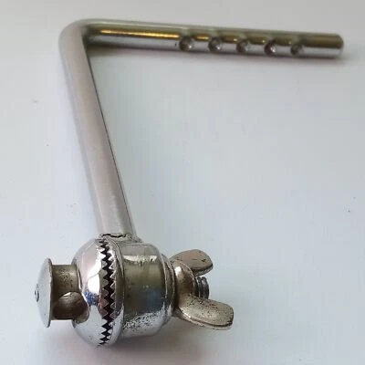 *Premier Bass Drum Cymbal L-Arm 3/8"Rod+Ratchet 5/16"Receiver Chrome Vintage 60s - Image 1 of 3