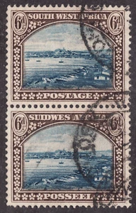 1931 South West Africa Sc #114 - 6a Used pair of stamps Cv$10 - Picture 1 of 1