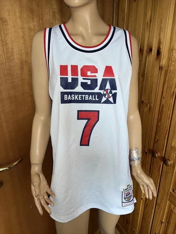 Men's Mitchell & Ness Larry Bird White USA Basketball Authentic 1992 Jersey sz L Cover