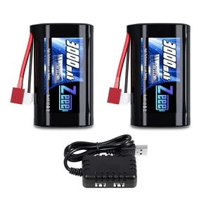 2x Zeee 2S Li-ion Battery 3000mAh 7.4V Battery with T Connector USB Charger - Picture 1 of 7