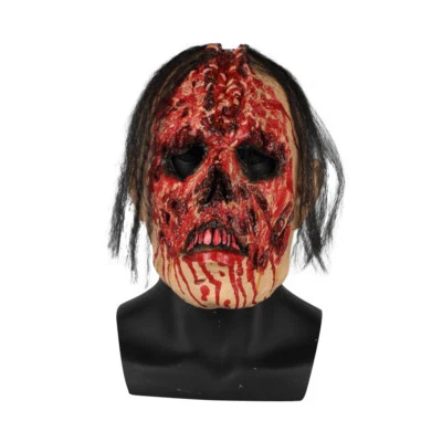 Scary Drop Blood Skull Maggots Face Head Mask Cosplay Party Halloween Mask Props - Image 1 of 4