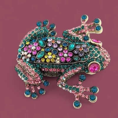 ОГРОМНЫЙ цветочный дерево лягушка брошь цветок со стразами кристалл cottagecore жаба заколка 5 g - Изображение 1 из 4