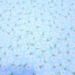 22" Spring's Wings P&B Textiles White Floral on Light Blue - Picture 1 of 3