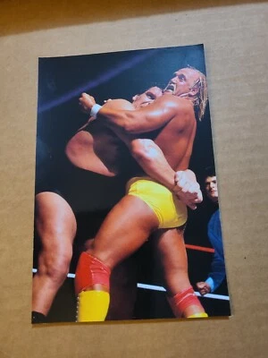 1999 Titan WWF Postcard #7 Hulk Hogan vs Andre The Giant Wrestle Mania IV 4 - Image 1 of 2