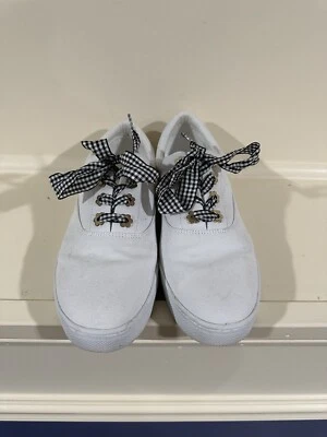 Usado en Excelente Condición - Zapatillas Isaac Mizrahi Live White con Cordones a Cuadros Blancos y Negros 10M Foto 1 de 4