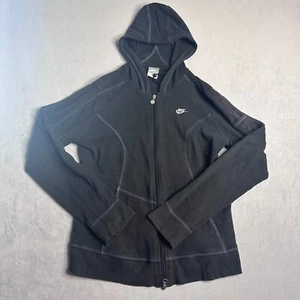 Nike Jacket Girls Large (12-14) Black Left Swoosh Y2K Pocket Athleisure Hooded - Picture 1 of 9