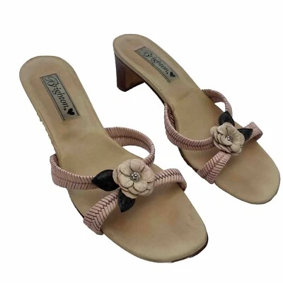 BRIGHTON Tasha Pink Leather Heels Flower Vero Cuoio Women's Shoes Siz M - Image 1 of 4