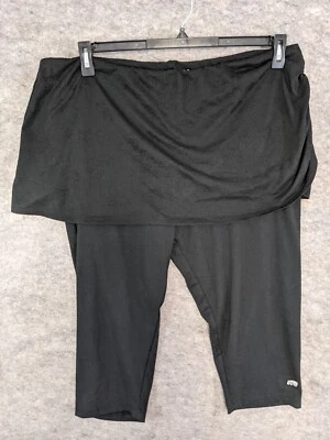 Marika Skirted Leggings Womens 2X  Black Tek Stretch Knit Cropped Capri Active - Image 1 of 4
