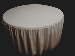 72" Round Pleated Table Cover Skirt Polyester w/ Top Topper tablecloth 18 COLOR - Picture 1 of 21