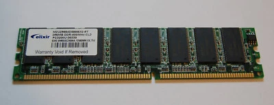 Elixir M2U25664DS88B3G-5T DDR 256MB PC-3200 Non ECC 400Mhz RAM - good condition - Image 1 of 2